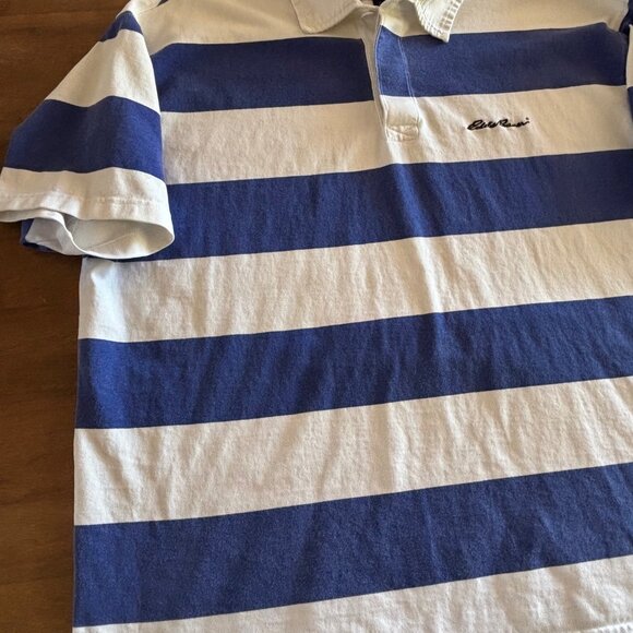 Vintage Eddie Bauer EBTEK Rugby Polo Shirt Mens XL Extra Large‎ Blue Striped 90s - Picture 2 of 7